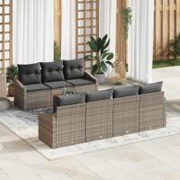 Tuinbankenset met opslag 8 pcs Grijs poly rattan - thumbnail