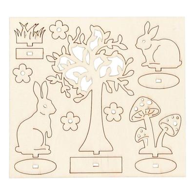 Creativ Company Diy houten figuren hazen, boom en paddestoelen