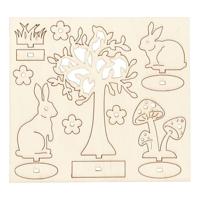 Creativ Company Diy houten figuren hazen, boom en paddestoelen - thumbnail