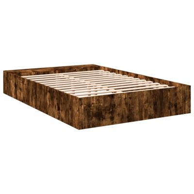 Bedframe bewerkt hout gerookt eikenkleurig 135x190 cm - thumbnail