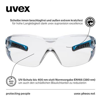 uvex pheos nxt 9128265 Veiligheidsbril Incl. UV-bescherming Blauw, Antraciet EN 166:2001, EN 170:2002