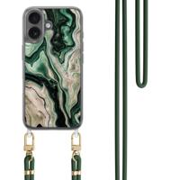 iPhone 16 hoesje met groen koord - Green waves - thumbnail