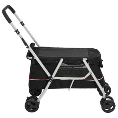 Hondenwagen inklapbaar 100x49x96 cm linnenstof zwart - thumbnail