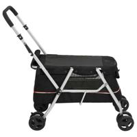 Hondenwagen inklapbaar 100x49x96 cm linnenstof zwart - thumbnail