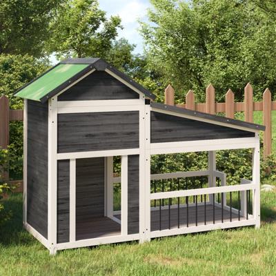 VidaXL Hondenhok 143x60,5x109 cm massief grenenhout grijs VidaXL Hondenhok 143x60,5x109 cm massief grenenhout grijs