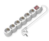VALUE 6-voudige stekkerdoos met schakelaar, wit, 1,5 m - thumbnail
