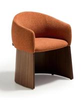 Kave Home Bosca eetkamerstoel chenille Terracotta walnoot - thumbnail