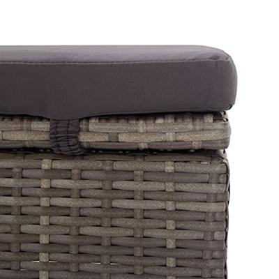 Ligbed met luifel en kussen poly rattan grijs