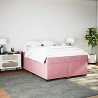 Boxspring met matras fluweel roze 140x200 cm - thumbnail