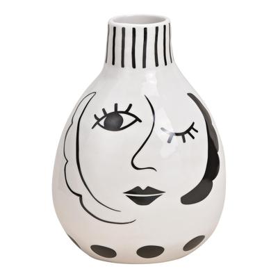 Vaas van keramiek in zwart/wit (B/H/D) 15x20x13cm