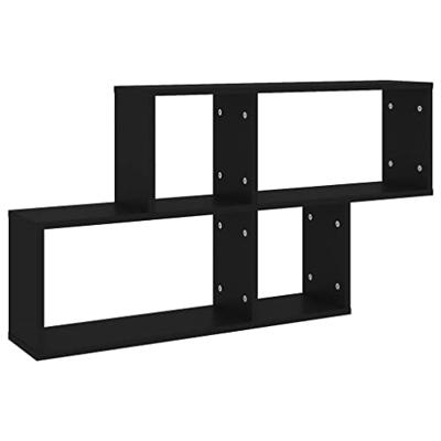 Wandschap 100x18x53 cm bewerkt hout zwart