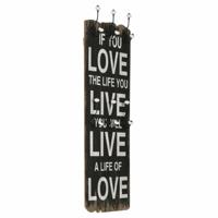 VidaXL Wandkapstok met 6 haken love live 120x40 cm - thumbnail