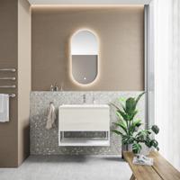 Badkamermeubelset BWS Anubis Frame 60cm 1 Lade Monaco Wit Eiken Met Wastafel (Naar Keuze) - thumbnail