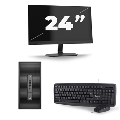 HP ProDesk 600 G2 Micro Tower - Intel Core i7-6e Generatie - 8GB RAM - 256GB SSD - Windows 11 + 1x 24 inch Monitor