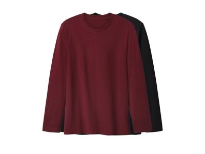 esmara Men Set van 2 heren shirts met lange mouwen (Zwart/rood, M)