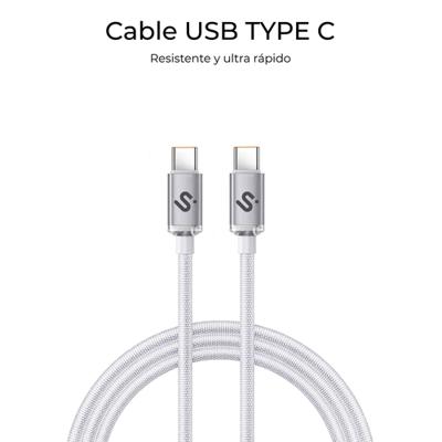 SUBBLIM Optimus USB-C naar USB-C kabel, 60 W, 1 m, gevlochten nylon, wit