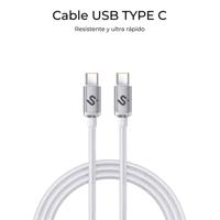 SUBBLIM Optimus USB-C naar USB-C kabel, 60 W, 1 m, gevlochten nylon, wit - thumbnail