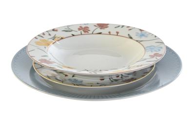 Serviesset DKD Home Decor Blauw Wit Porselein Gebloemd 27 x 27 x 3 cm 18 Onderdelen