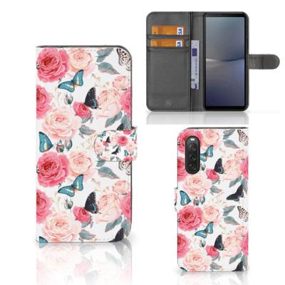 Sony Xperia 10 V Hoesje Butterfly Roses Sony Xperia 10 V Hoesje Butterfly Roses