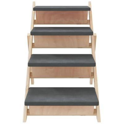 Hondentrap 105x47 cm massief vurenhout grijs