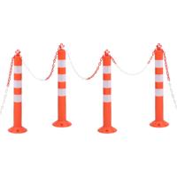 VidaXL Verkeerspalen met ketting 4 st 75 cm pe - thumbnail