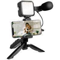 LogiLink Vlogger Kit met ledlicht (36 leds), shotgun-microfoon + statief, voor smartphones van 4,7-7 inch, zwart - thumbnail
