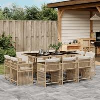 11-delige Tuinset met kussens poly rattan beige - thumbnail