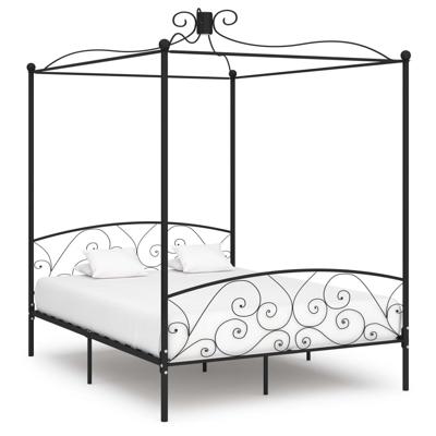 Hemelbedframe metaal zwart 160x200 cm