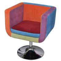 VidaXL Stoel met patchwork motief kubus stof - thumbnail