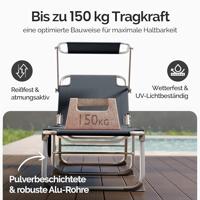 Ligbed Ibiza Grijs 190x59x29cm Alu Zonnescherm - thumbnail