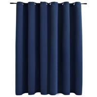 VidaXL Gordijn verduisterend met metalen ringen 290x245 cm blauw - thumbnail