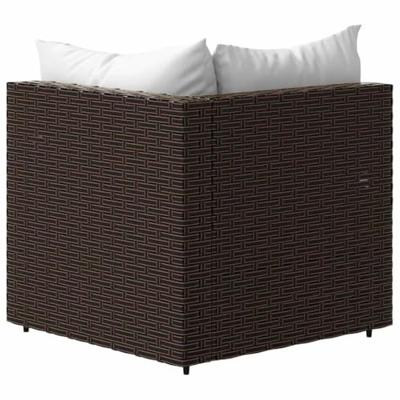 Tuinhoekbanken met kussens 2 st poly rattan bruin - thumbnail