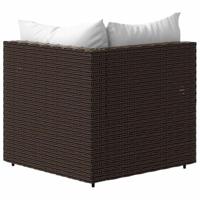 Tuinhoekbanken met kussens 2 st poly rattan bruin - thumbnail