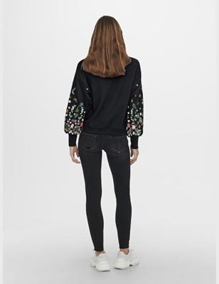 Only Onlbrooke L/s O-neck Flower Swt Noos Sweater Black