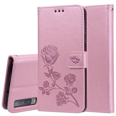 Rose reliëf horizontale Flip PU lederen case voor Samsung Galaxy A7 (2018) met houder & kaartsleuven & portemonnee (Rose goud) Rose reliëf horizontale Flip PU lederen case voor Samsung Galaxy A7 (2018) met houder & kaartsleuven & portemonnee (Rose goud)
