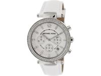 Michael Kors Heren Parker MK2277 wit lederen quartz modehorloge - thumbnail