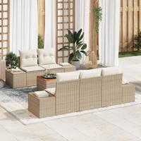 Tuinbankenset met opslag 6 pcs Beige en Crème poly rattan - thumbnail