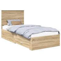 Bedframe met hoofdeinde Sonoma Eiken 90 x 190 cm Bewerkt hout - thumbnail