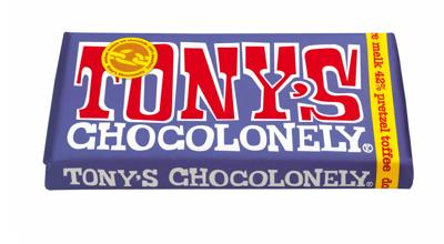 Chocolade Tony&apos;s Chocolonely donker melk pretzel toffee reep 180gr