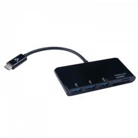 V7 V7UC3U-HUB-BLK-1E USB-C mannelijke naar 5-in-1 vrouwelijke hub Zwart - thumbnail