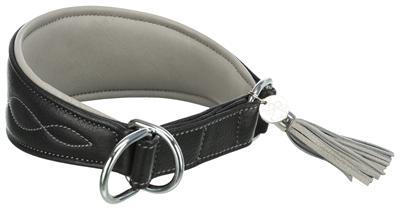 TRIXIE HALSBAND HOND ACTIVE COMFORT VOOR WINDHONDEN LEER ZWART / GRIJS 27-35X5,5 CM