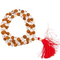 Mala Bergkristal Rudraksha AA 108 Kralen met Tasje - thumbnail