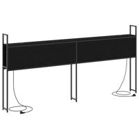 Opberghoofdbord met hoofdeinde met opslag Zwart eiken 180 cm Bewerkt hout - thumbnail