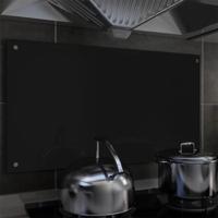VidaXL Spatscherm keuken 90x50 cm gehard glas zwart - thumbnail