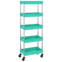 VidaXL Keukentrolley 5-laags 42x29x128 cm ijzer en abs turquoise - thumbnail