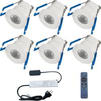 LED Veranda Spot Complete Set - Velvalux - 6 Stuks - 3W - Warm Wit 3000K - Dimbaar - Waterdicht IP65 - Inbouw - Rond - Mat Wit - Aluminium - 12V - thumbnail
