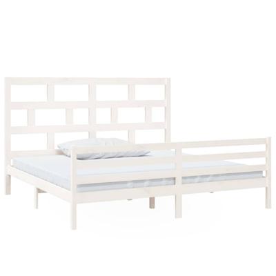 Bedframe massief grenenhout wit 200x200 cm