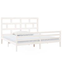 Bedframe massief grenenhout wit 200x200 cm - thumbnail