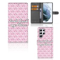 Samsung Galaxy S22 Ultra Portemonnee Hoesje Flowers Pink DTMP - thumbnail