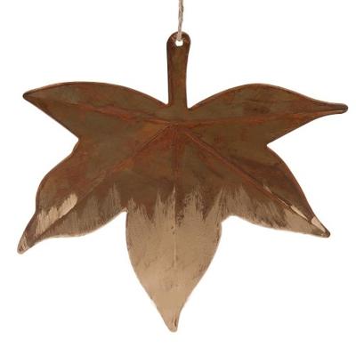 Blad ijzer gold wash l18.5b20cm brn Kerstversiering Decoris - Decoris